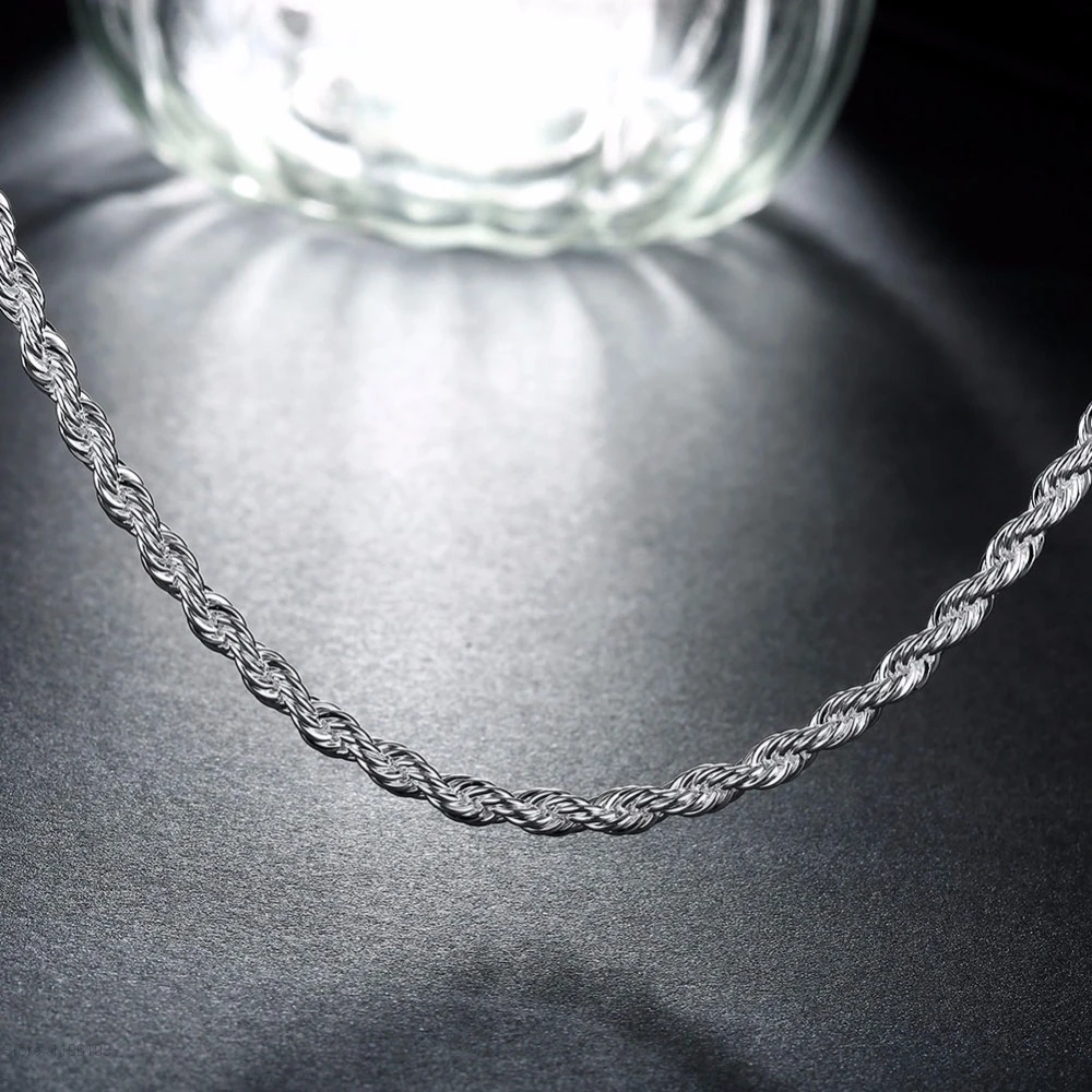 1 шт 3 мм ширина чистого 925 пробы Серебряное ожерелье с "925" штампом мужские ювелирные изделия