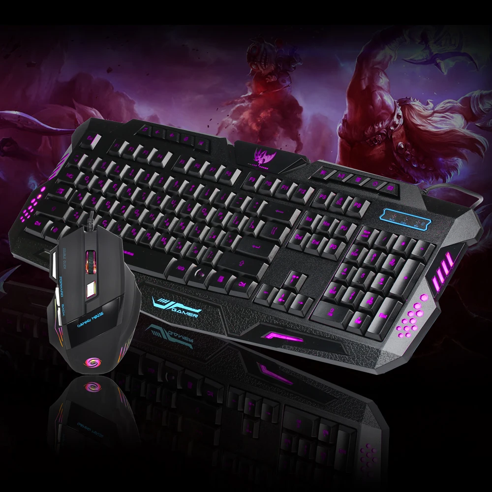 

2019 LED Gaming wired 2.4G keyboard and 5500DPI Mouse Computer Multimedia Gamer Plastic and ABS just for you
