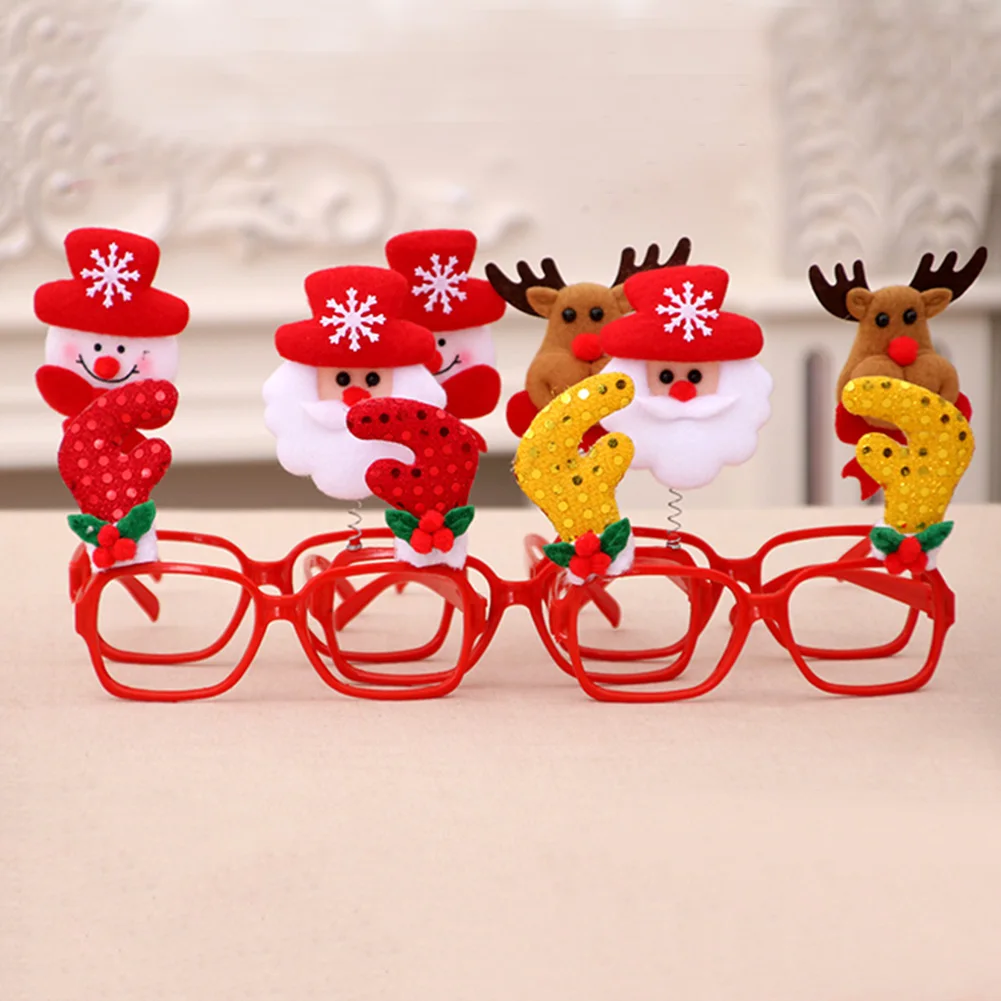Милые рождественские декоративные очки в рамке, мультиузоры, Санта Клаус, снеговик, медведь, лось, новогоднее, Рождественское украшение, детский подарок