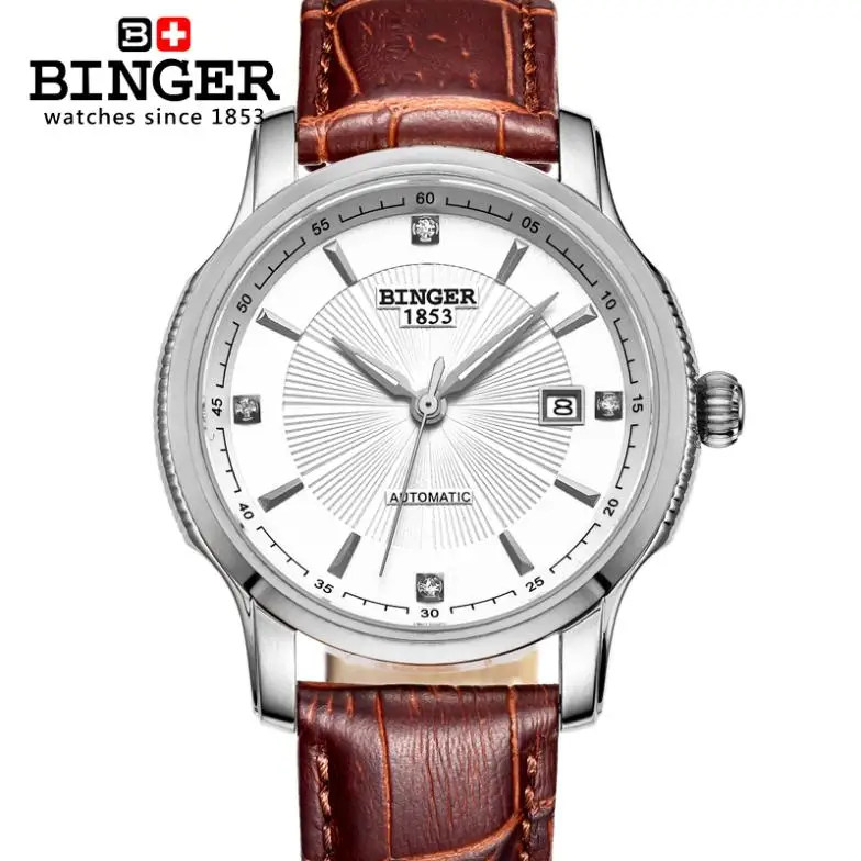 

Switzerland BINGER watches men luxury brand Automatic self-wind movement mechanical Wristwatches full stainless steel BG-0405-8