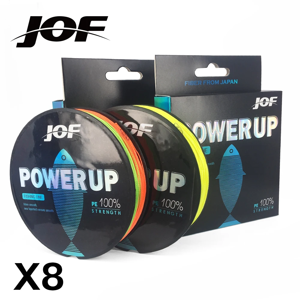 JOF POWERUP سوبر قوي 300 متر 8 السواحل ينسج صنارة صيد بولي ايثيلين مجدول حبل المتعددة الشعيرات 20LB 30LB 40LB 50LB 70LB 80LB 100LB