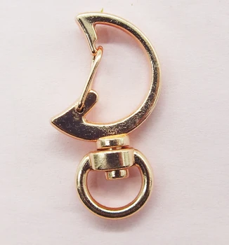 

Hot Sale 100pcs 16X33MM moon High Quality Zinc Alloy Carabiner Swivel Clasps For Key Ring & Key Chain Rose Gold Tone