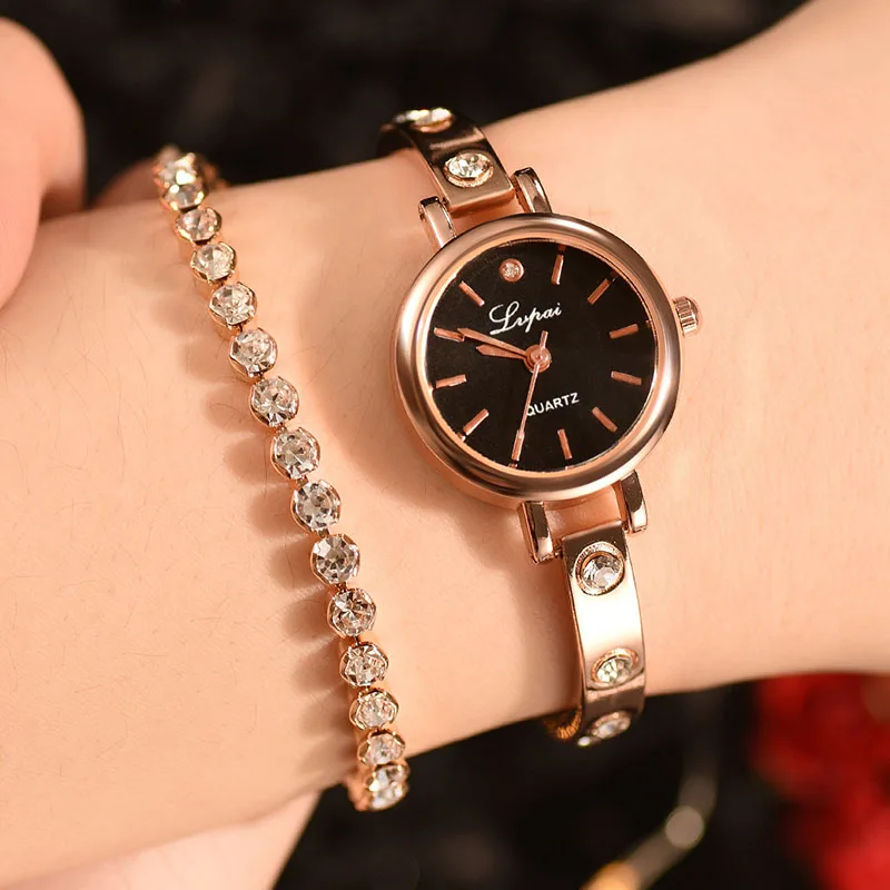 

Women's Watches Wrist Quartz Watch Bracelet Set with Thin Alloy Band Shining Bracelets LL@17