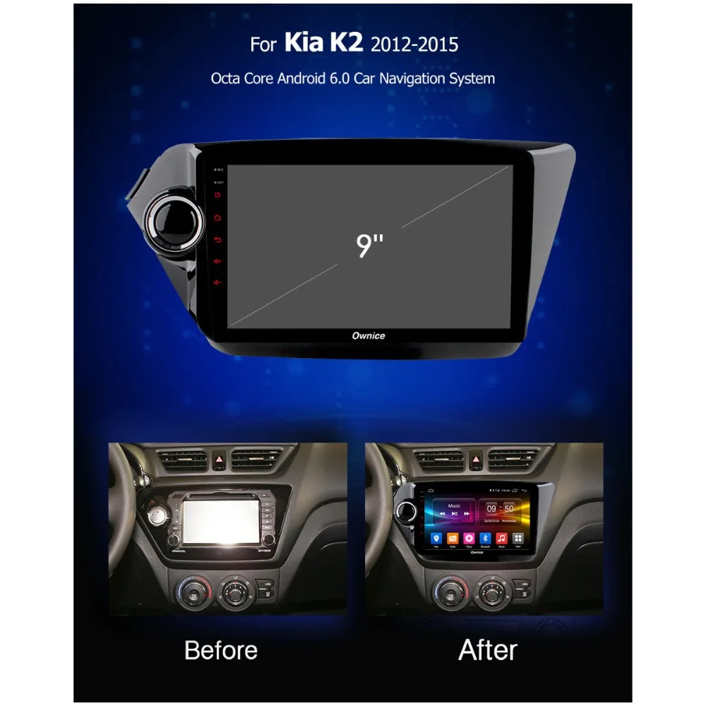 Discount 9" IPS Android 9.0 Car DVD Player For KIA RIO 2 3 K2 2012-2015 Sedan Octa 8 Core 4GB+32GB GPS Navi ADAS Radio Stereo DSP CarPlay 1