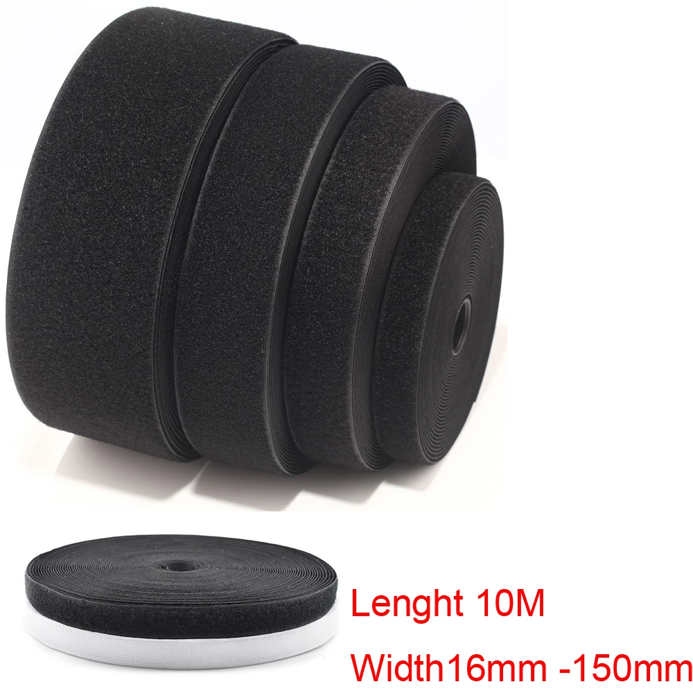 

10M Black White Magic Tape Hook Loop Fastener Magic Tape Nylon Sticker for Bags Garment Shoes