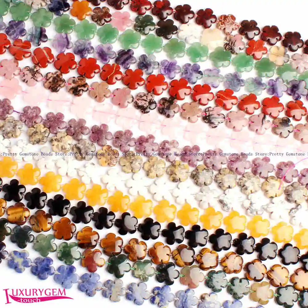 

Free Shipping 20mm Smooth 17Type Material Natural Stone Flat Flower Shape Gems Loose Beads Strand 20Pcs Jewelry Making wj376