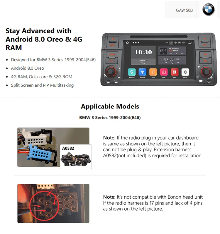 Clearance 7" Android 8.0 Octa-Core Car DVD Multimedia Navigation GPS Radio for BMW 3 Series E46 1998-2006 with Split Screen Mode Support 0