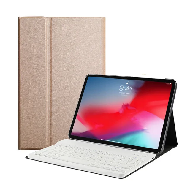 Для iPad Pro 11 чехол для iPad 11 высококачественный ультра тонкий Съемный беспроводной Bluetooth клавиатура чехол+ подарок - Цвет: Gold