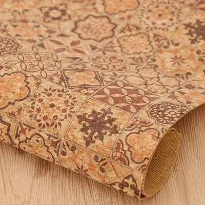 Retro Patchwork A4 Printed Soft Cork Fabric For DIY Garment Bag Needlework Handmade Craft DIY Supplies - Color: 02