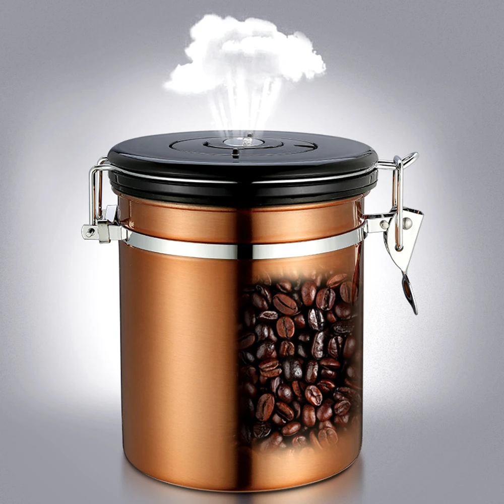 Sealed Coffee Bean Cans Stainless steel sealed tank with exhaust valve tea pot Can Be Used With Silver Exhaust Valve Sealed tank (5)