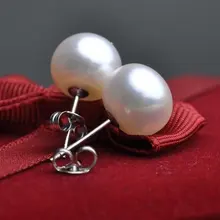 11-12 мм супер большой размер подлинные натуральные пресноводные жемчужные серьги-гвоздики Изящные Ювелирные изделия принцессы, 100 пар/лот