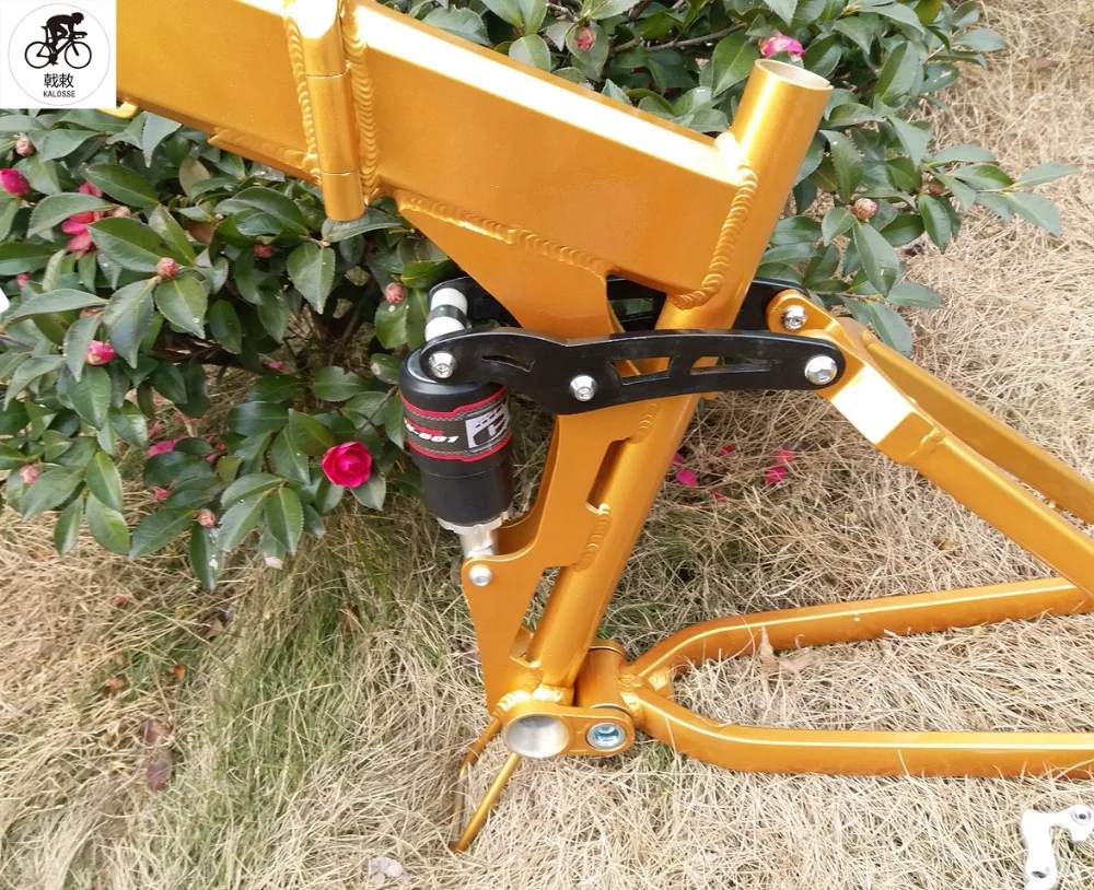 Clearance Kalosse Gold color 26*17inch 165mm travel mountain bicycle frame bike Full suspension mountain bike frame 3 Clearance Kalosse Gold color 26*17inch 165mm travel mountain bicycle frame bike Full suspension mountain bike frame 3