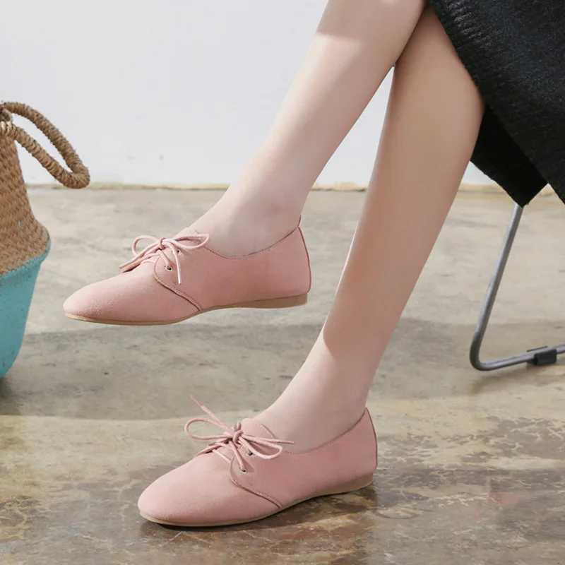 

2018 spring new fashion simple solid color flat shoes women soft and comfortable wild lace casual shoes