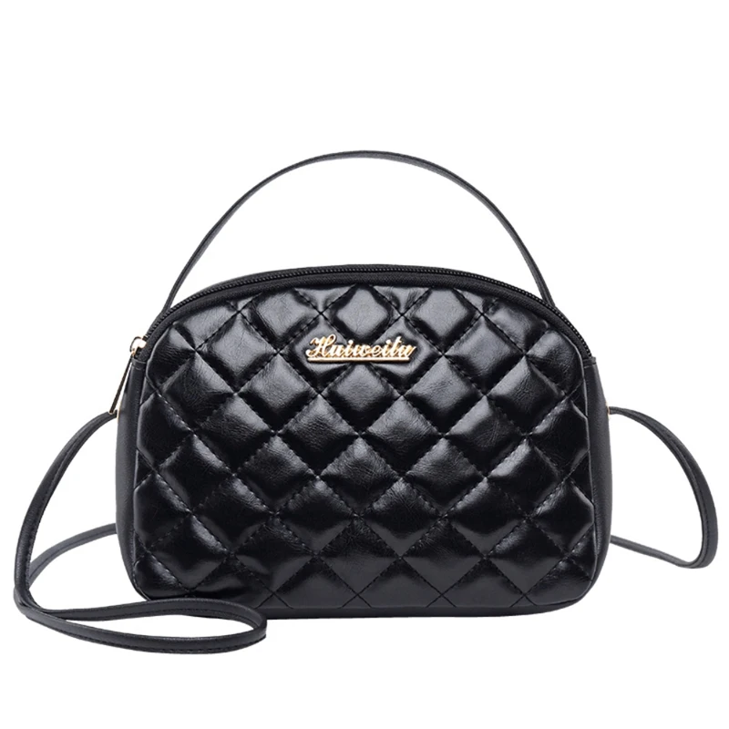 

Women Shell-Shaped Diamond-Shaped Black Solid Color Mobile Phone Bag New Metal Letter Crossbody Ladies Messenger Bags