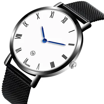 

Minimalism Wristwatch Stainless Steel Mesh Watch Men Dress Watches Roman Scale Quartz Watch 2018 Black Fashion Casual Clock