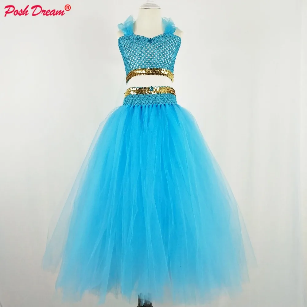 Шикарный сон Жасмин Аладдин вдохновил маленьких девочек Туту Платья новорожденных девочек принцесса Жасмин Косплей Костюм для вечеринки Вечерние