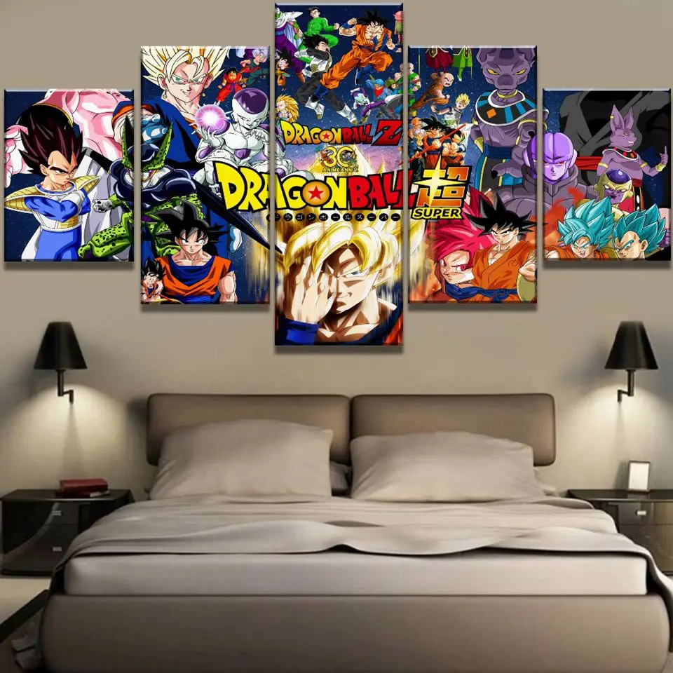 5 шт. Dragon Ball Z фотографии Гостиная модульная печатных c Ун Супер Саян Гоку Живопись Домашний Декор холст стены книги по искусству плакат