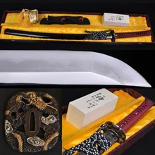 FULL TANG JAPANESE SAMURAI KATANA SWORD DAMASCUS STEEL CLAY TEMPERED HAZUYA POLISH BLADE REAL RAYSKIN WRAPPED SAYA BATTLE READY