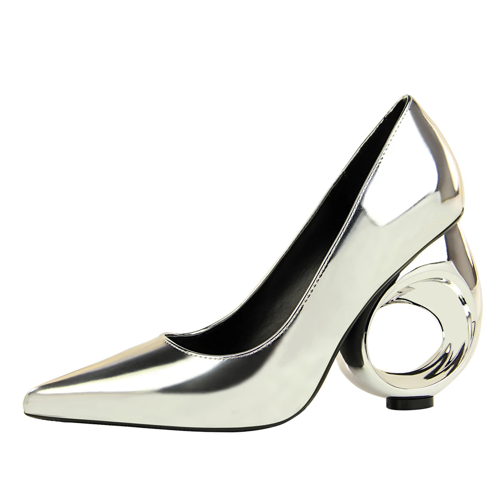 BIGTREE 2019 New Fashion Openwork High Heels Luxury Design Women's Shoes Patent Leather Sexy Shallow Mouth Pointed Shoes