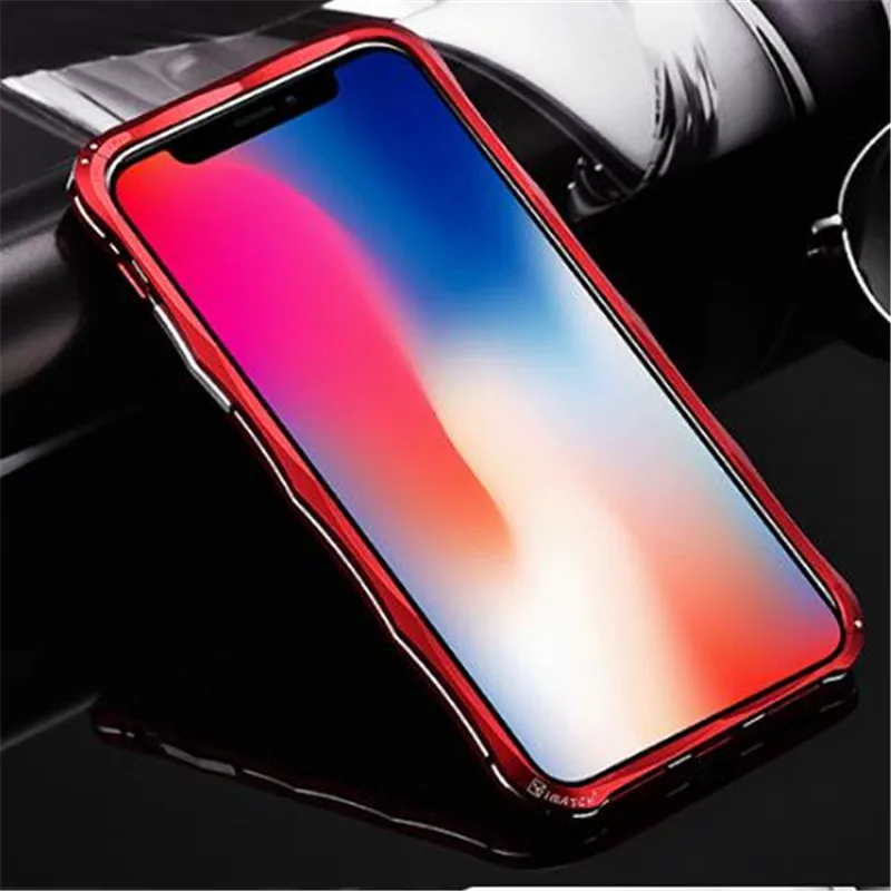 Бампер iMatch, чехол для iPhone X, роскошная Бриллиантовая форма, Алюминиевый металлический Невидимый бампер с подставкой для iPhone X, чехол для телефона s - Цвет: Красный
