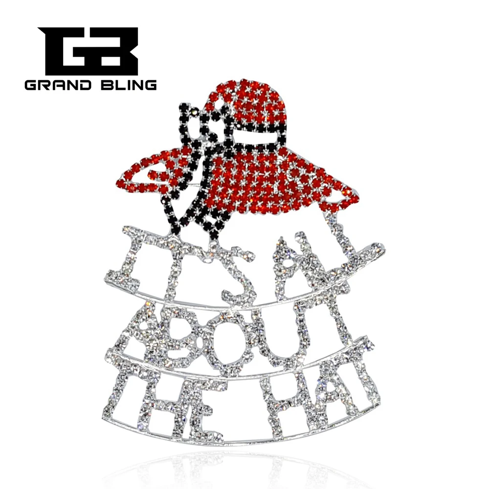 Красная шляпа общество ювелирных изделий &quotэто все о шляпе&quot Стразы слово Брошь