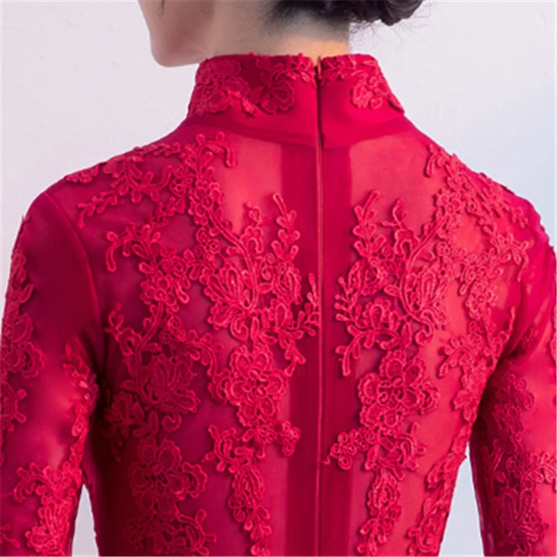 Это YiiYa красное вино оборками ужин платья Vestidos очаровательные Сплит Русалка Вечерние платья H202