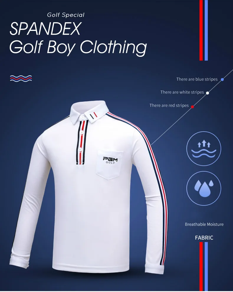PGM одежда для гольфа Детская футболка с длинными рукавами дышащая влагопоглощающая Высокая тянущаяся Одежда для мальчиков Размер s-xl