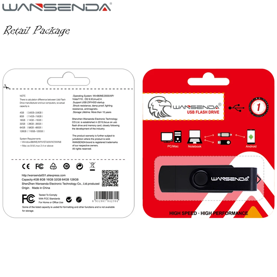 WANSENDA высокоскоростной USB флеш накопитель OTG 32 Гб Usb 64 ГБ 128 256 флешка 3 0 Флешка для