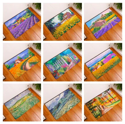 

Oil Painting French Provence Manor Doormat Bath Kitchen Carpet Decorative Anti-Slip Mat Room Car Floor Bar Rugs Door Home Decor