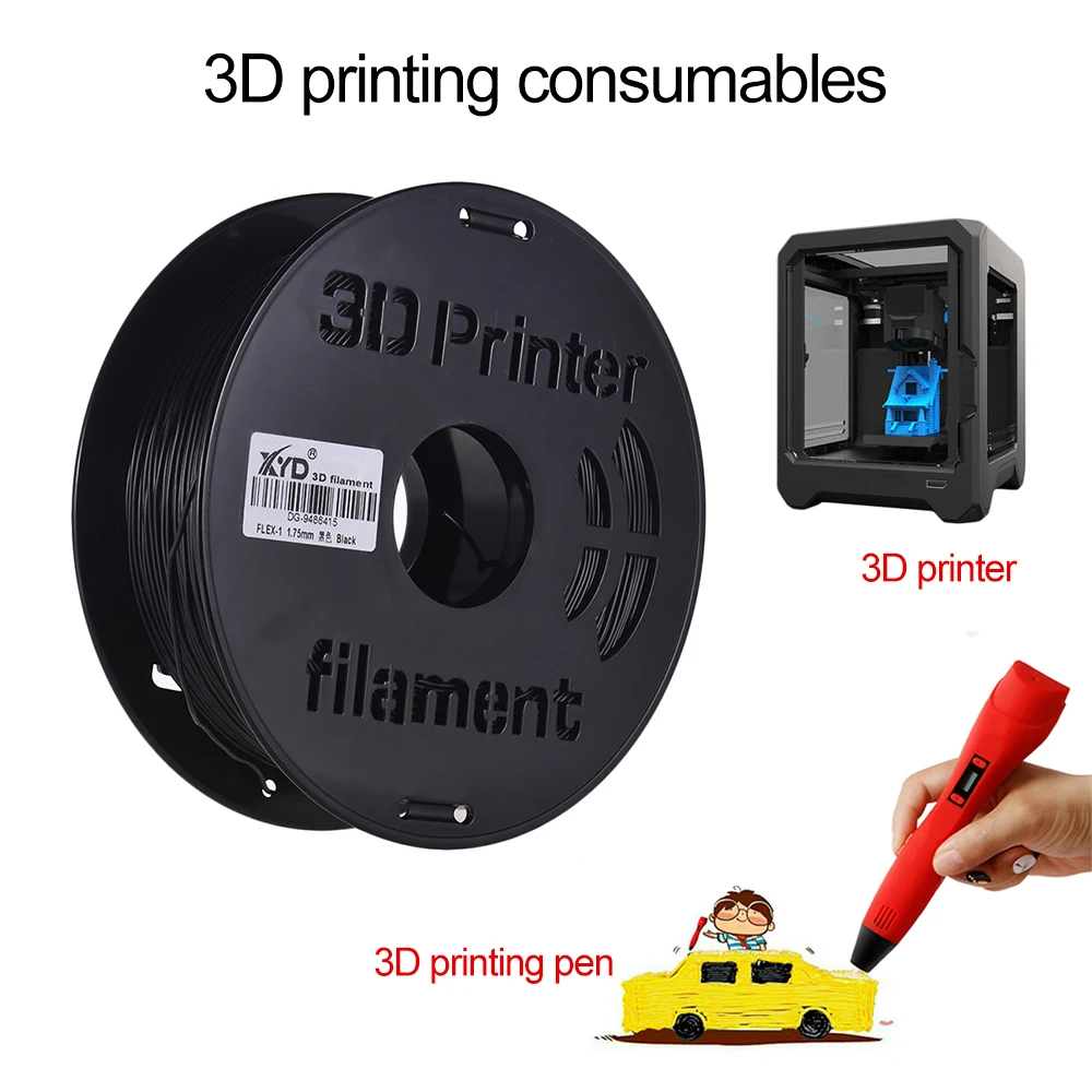 1KG/ Spool 1.75mm Flexible TPU Filament Printing Material Supplies for 3D Printer Drawing Pens