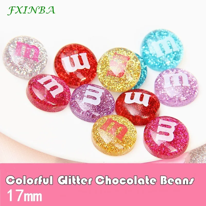 

FXINBA 5pcs Colorful Glitter Chocolate Beans Charms For Slime DIY Phone Decor Resin Charms Lizun Clay Slime Supplies Toys