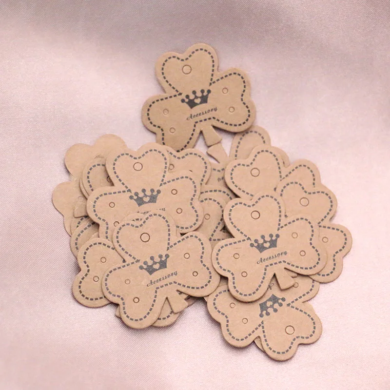 3.8x3.5cm Kraft Paper Stud Earrings Necklace Tag Jewelry Display Card Ear Hooks Cardboard Price Tags 500 pcs/lot | Украшения и