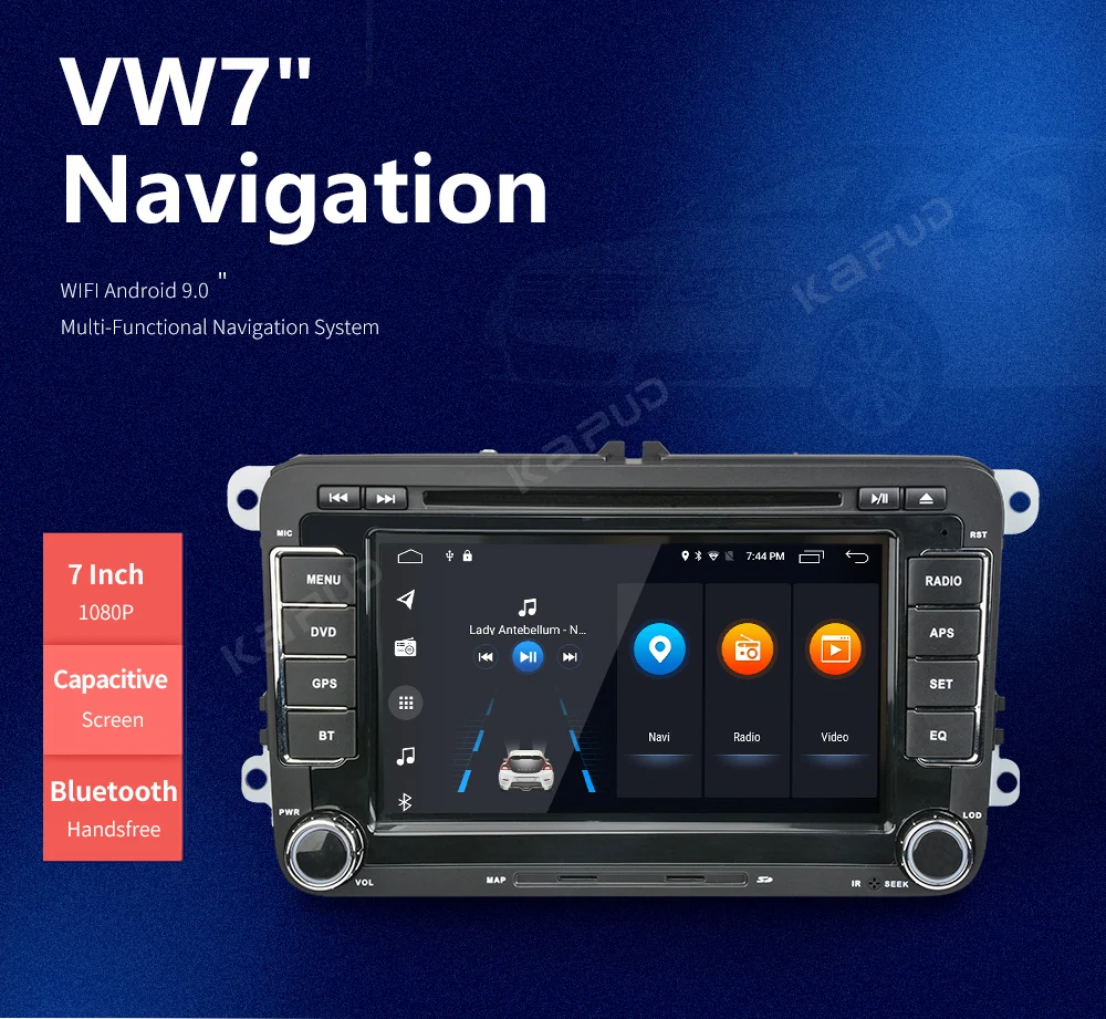 Sale Kapud 2Din Car Radio Audio DVD Multimedia Player For Golf 5/Passat B6/Touran/Polo/Tiguan/Seat/Skoda Quad Core android 9.0 GPS 0