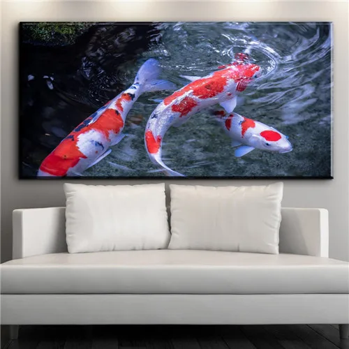 XX662 китайская Koi Fish Lotus Печать на холсте фэн шуй животное пейзаж живопись Настенная картина для гостиной Модер домашний декор - Цвет: XX671