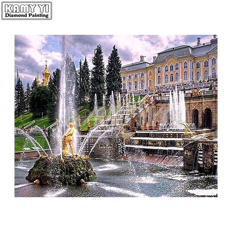 Full SquareRound Drill 5D DIY Diamond Painting fountain 3D Embroidery Cross Stitch Mosaic Home Decor