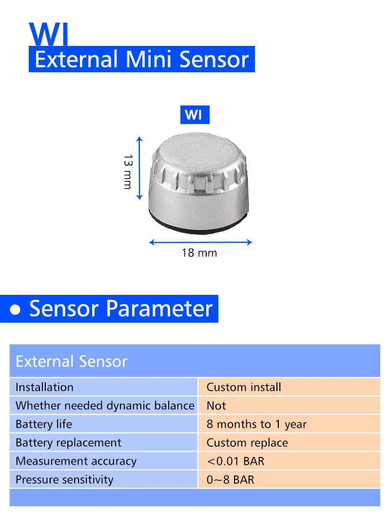 U903Z-WI TPMS система контроля давления в автомобильных шинах 4 внешних датчика высокоточный контроль температуры и давления в шинах