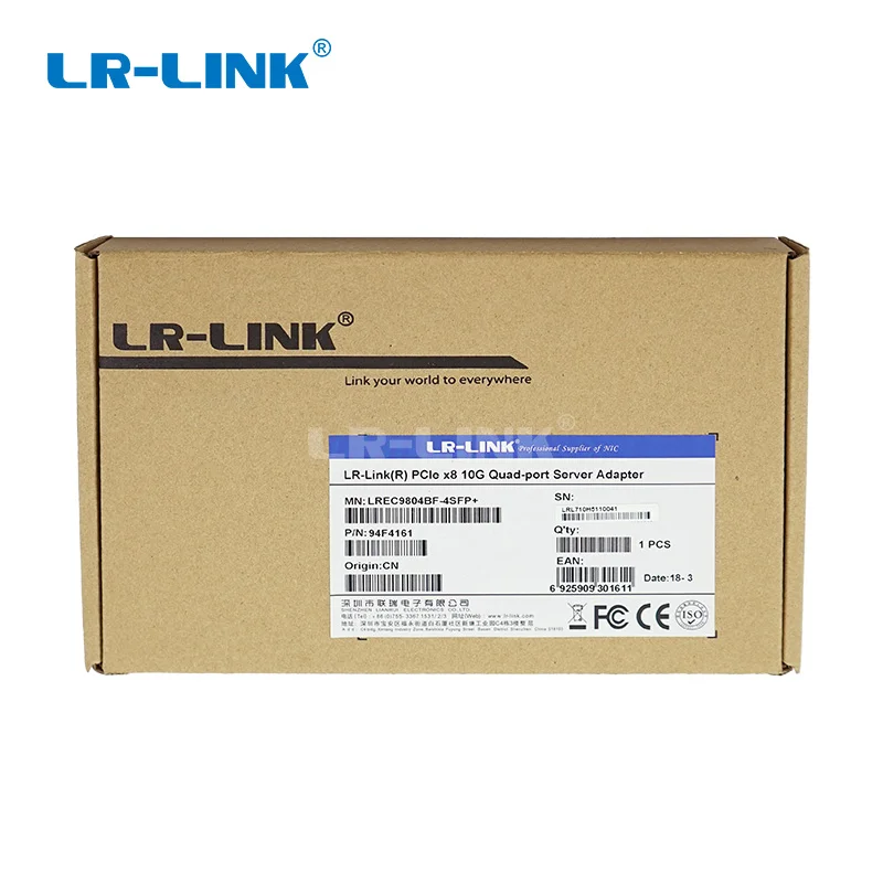 LR LINK 9804BF 4SFP + 10 Гб четырехпортовый PCI E X8 Ethernet конвергентный сетевой сервер адаптер