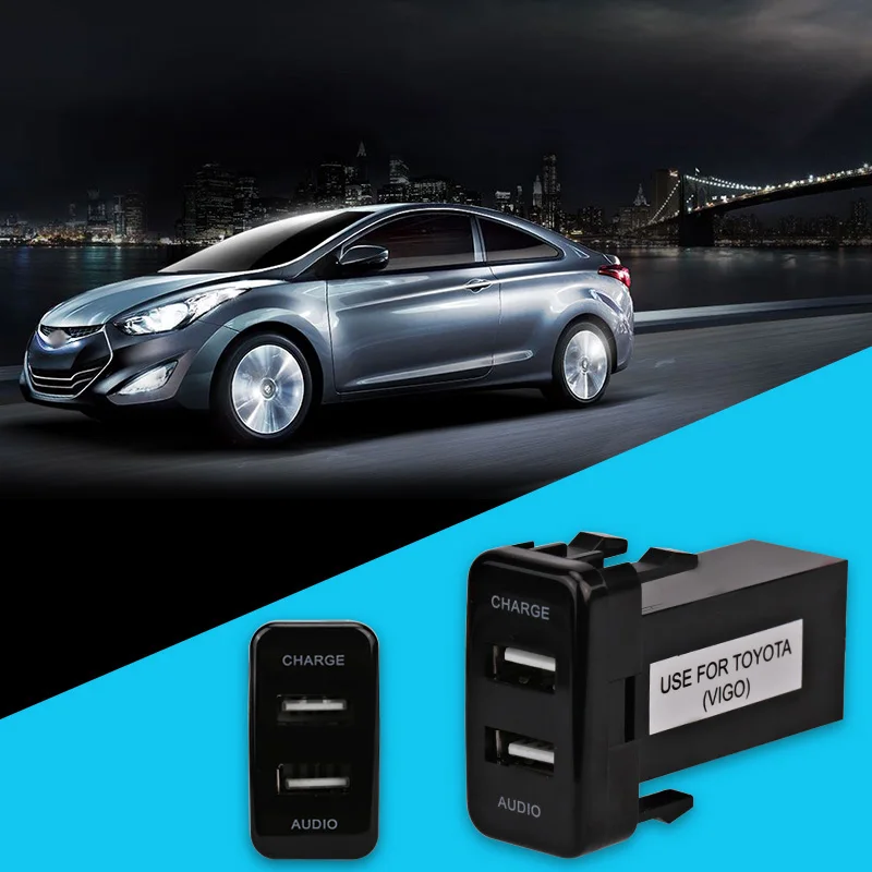 Car 5V 2.1A USB Interface Socket Charger and USB Audio input Socket Use