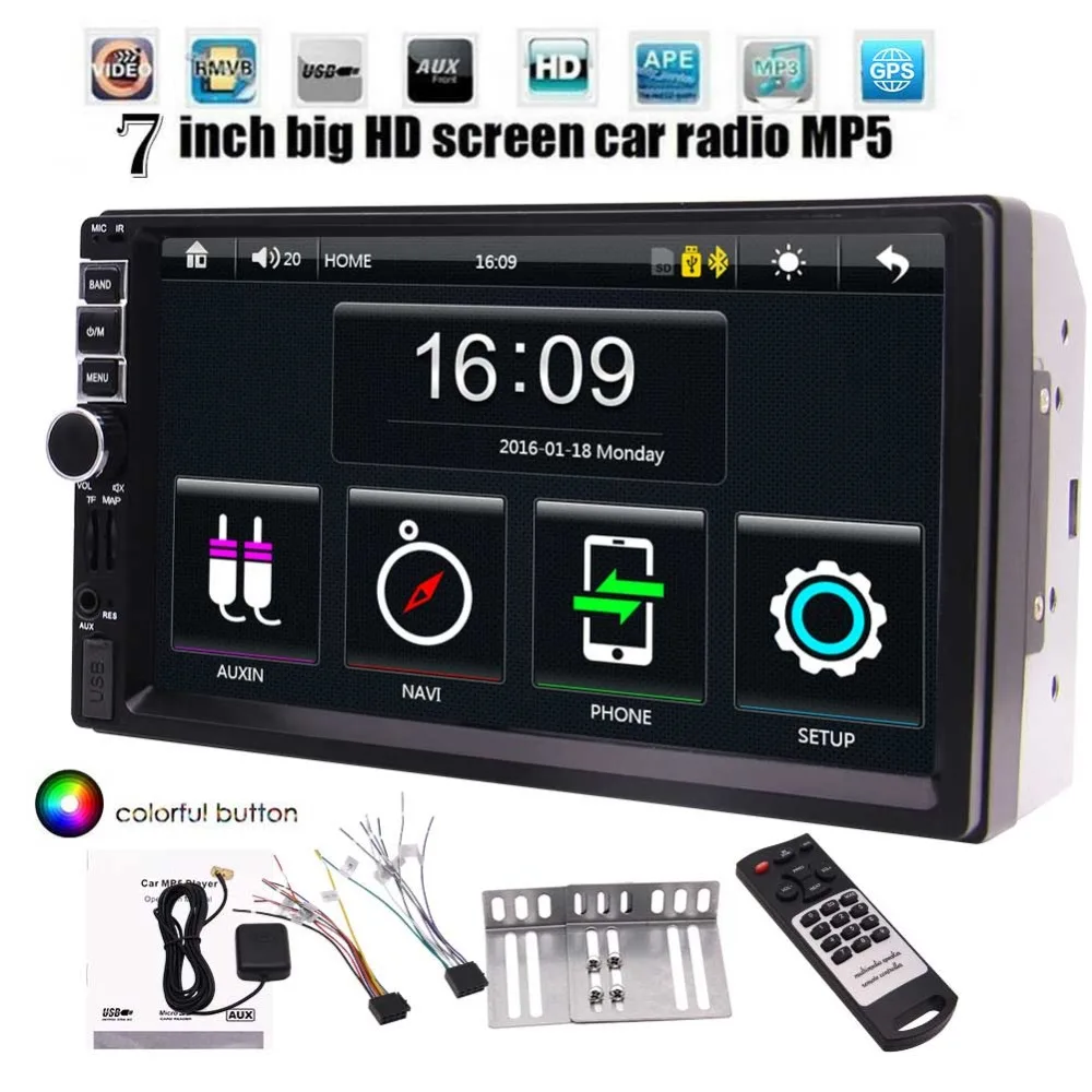 

8GB GPS Map Card Double Din 7 inch Capacitive Touch screen in Dash Car Video Player Autoradio Bluetooth GPS Navigation with free