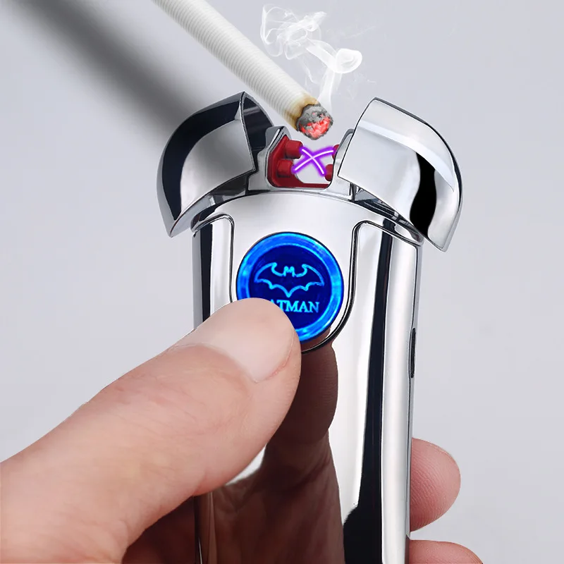

Electric Usb Rechargeable Double Arc Plasma Lighter Led Button 5 Colors Cigarettes Cigar Pulse Windproof Lighters