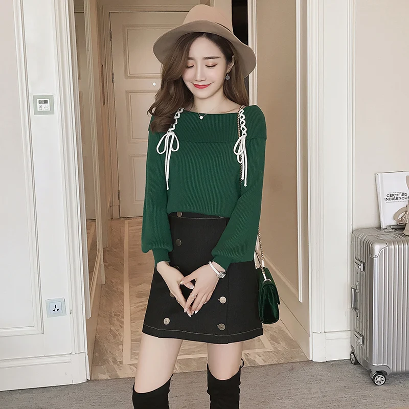 green pullover outfit