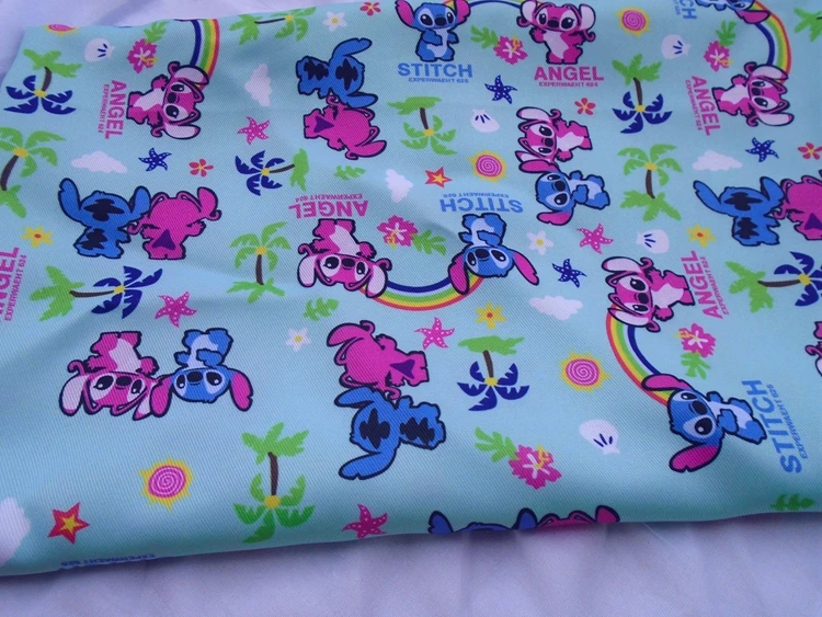 

100*145cm patchwork polyester cartoon Lilo & Stitch design fabric for Tissue Kids Bedding home textile for Sewing Tilda