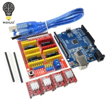 

Free shipping! cnc shield v3 engraving machine 3D Printer+ 4pcs A4988 driver expansion board for Arduino UNO R3 with USB cable