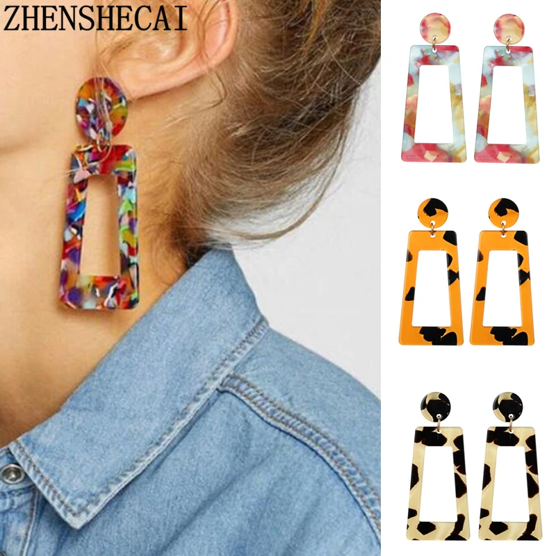 

Fashion large acetic drop earrings for women 2019 square resin earrings accessories fashion geometric acrylic jewelry gift HOT