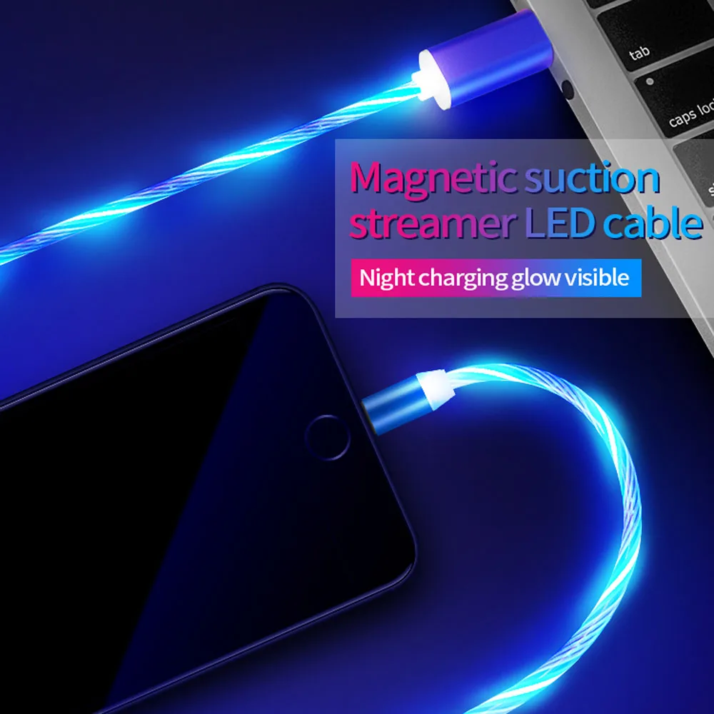 Магнитный usb-кабель светодиодный свет типа C Micro USB быстрая зарядка кабель для передачи данных зарядное устройство USB-C кабель для Xiaomi huawei для samsung S9 S8