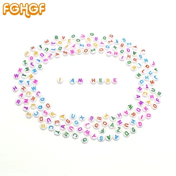 

500pcs Colorful Alphabet with White Bottom DIY Accessories Beads Handmade Epoxy Resin Jewelry Decorations
