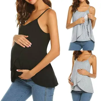

Maternity Pregnant Women Lady Camisole Breastfeeding Nursing Summer Cotton Tank Top Vest Strappy S-2XL