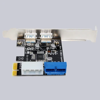 

PCI-E Card 4pin IDE Power Connector External 2 Port USB3.0 Hub Internal 19pin Header USB 3.0 PCI-E Expansion Card Adapter