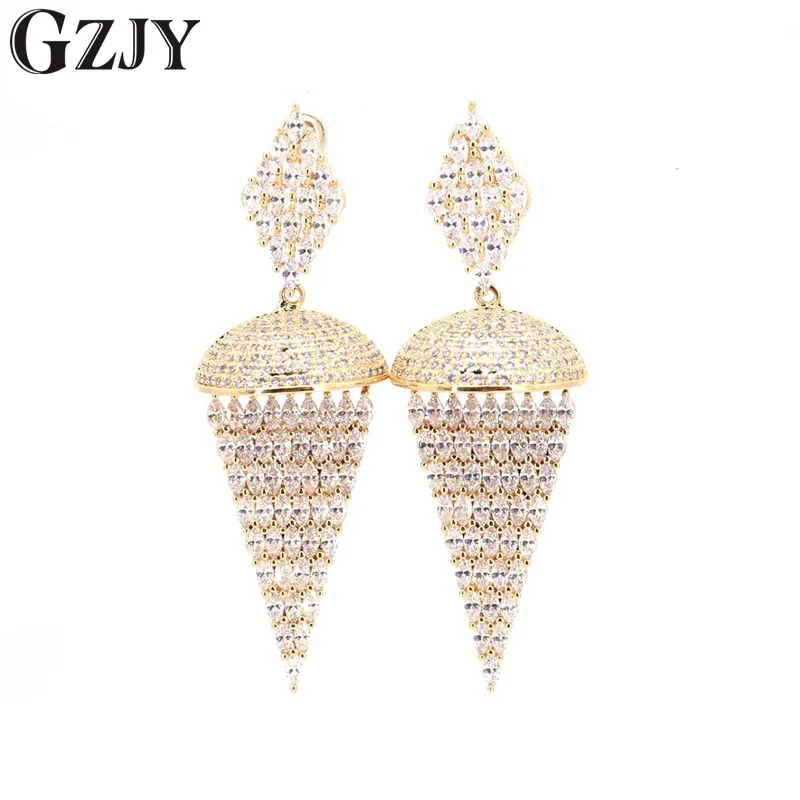 

GZJY New Bohemian Wedding Zircon Big Drop Earrings For Women Fashion Accessories Crystal Dangle Earrings Jewelry Women Gift
