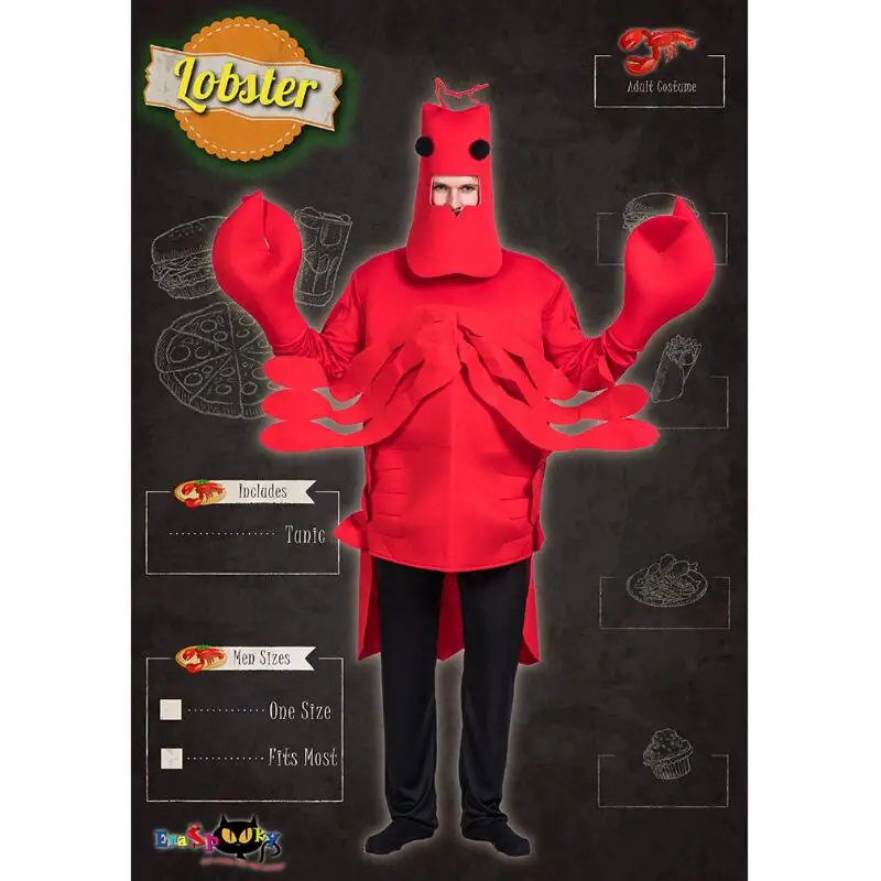 Unisex Adult Halloween Costume Red Lobster Costume Men Christmas Cosplay Lounge Wear-Lobster Loose Animal Cosplay Pyjama